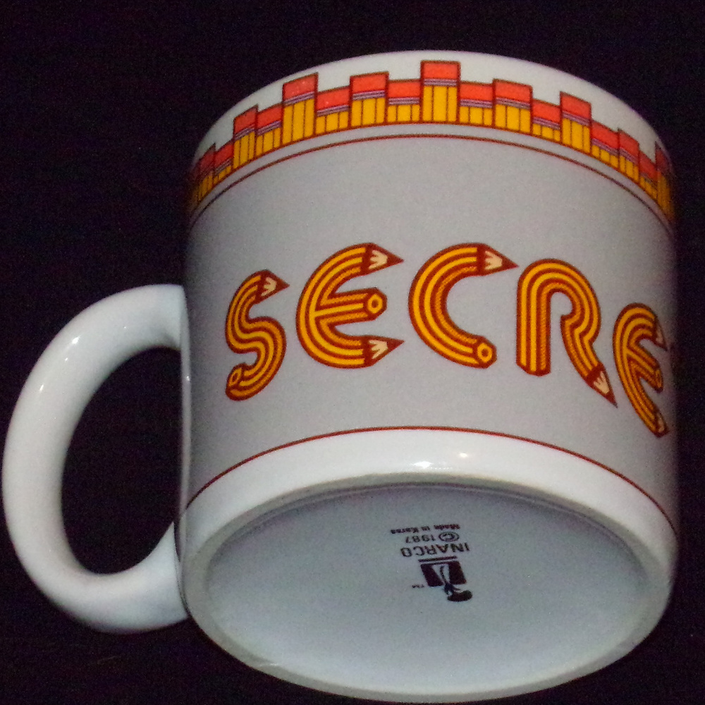 RARE Vintage Secretary Mug Pencil Lettering